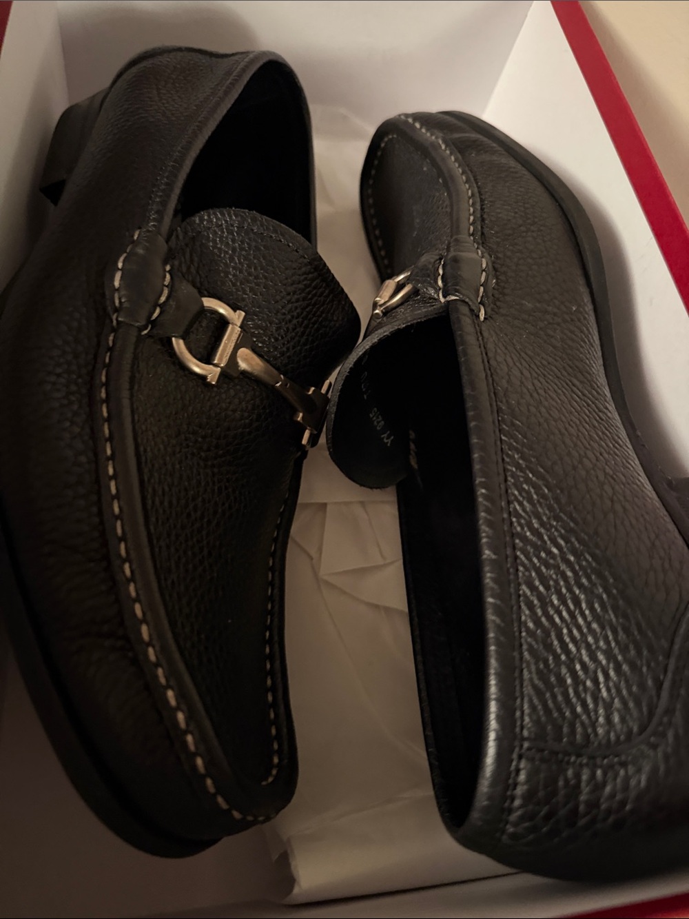 Salvatore Ferragamo Black Pebbled Leather Bit Loafers - Picture 3 of 8